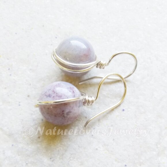 Guanyin ~ Mauve India Agate Amulet Necklace & Earring Set! Quan Yin Buddhism - Picture 2 of 13